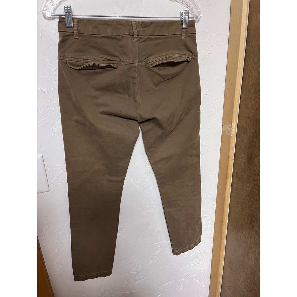 Nili Lotan Women Olive Green Khaki Cotton Twill Cropped Straight Leg Pants Size0 - Picture 4 of 4